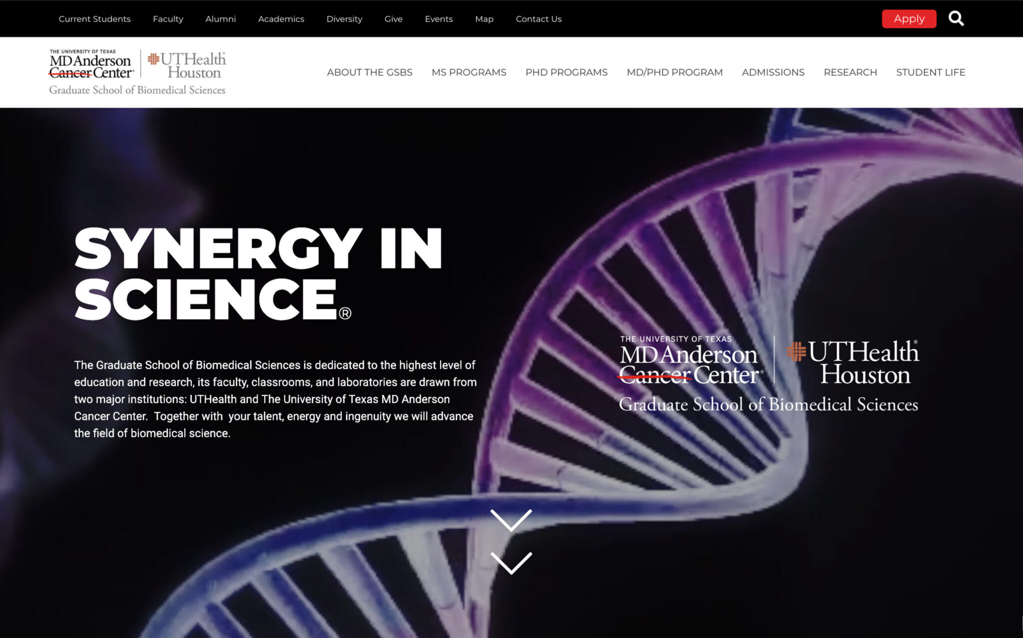 MD Anderson, desktop site