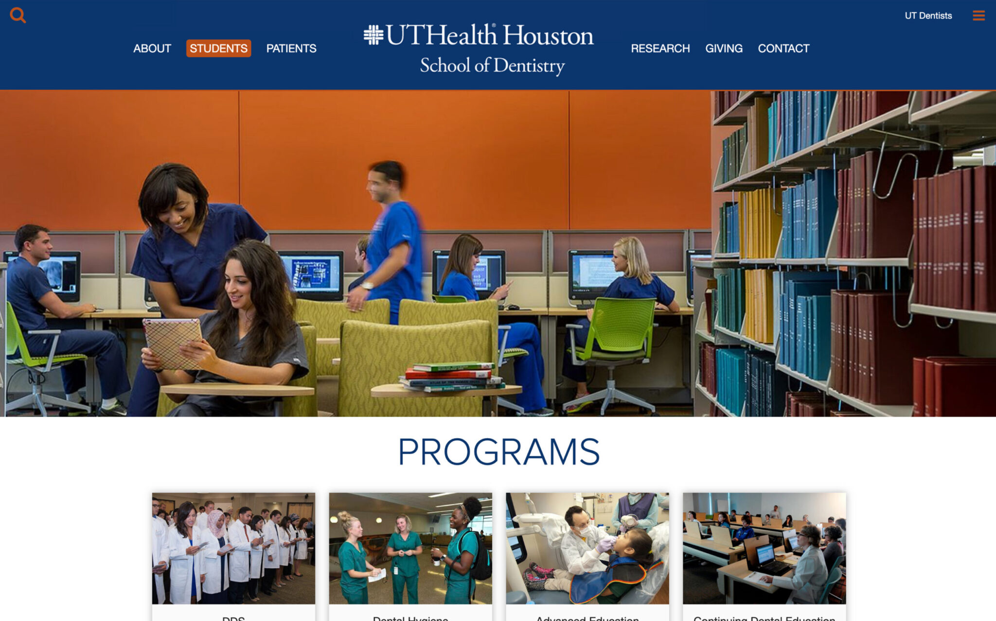 UT Health School of Dentistry — desktop site