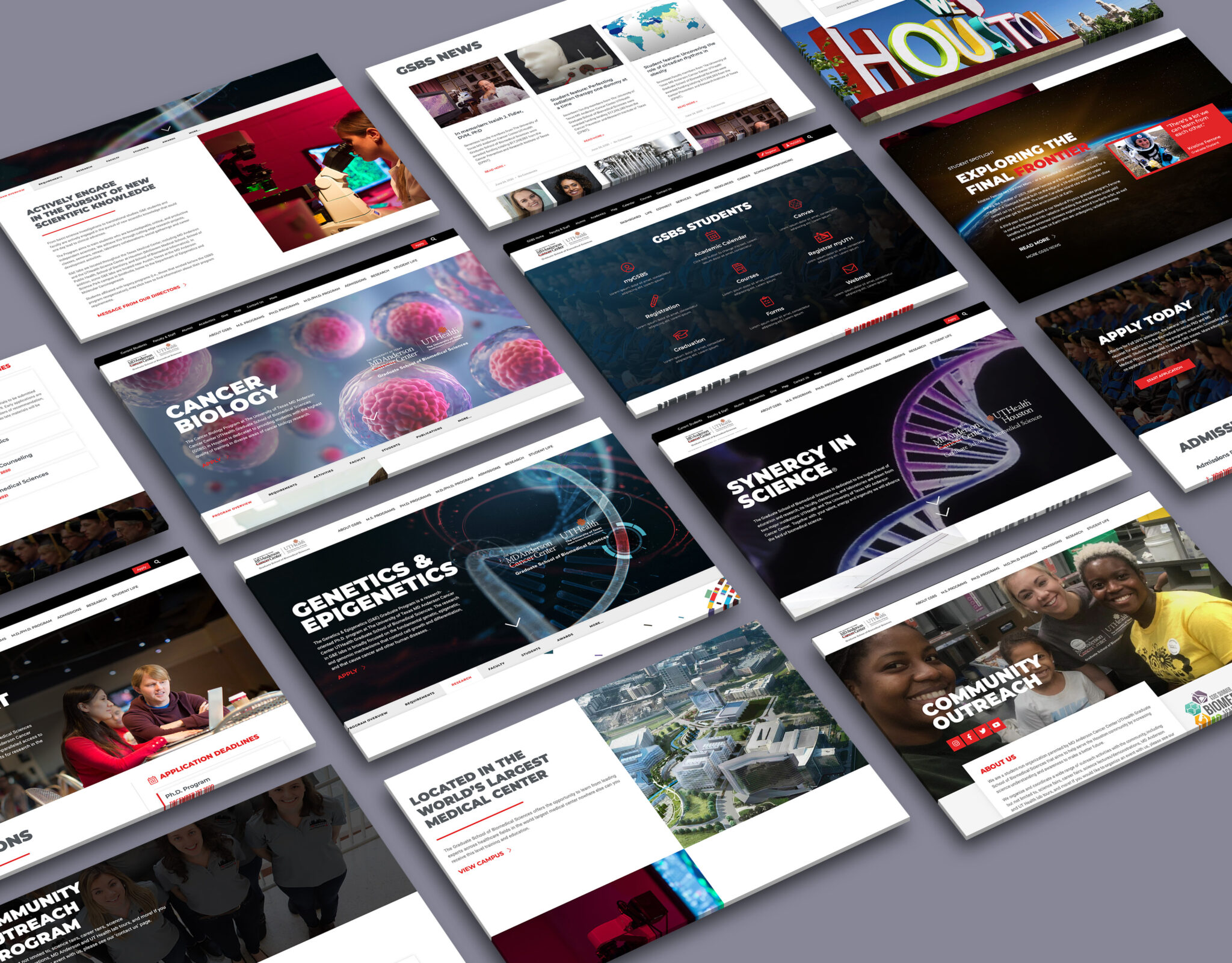 MD Anderson website screens