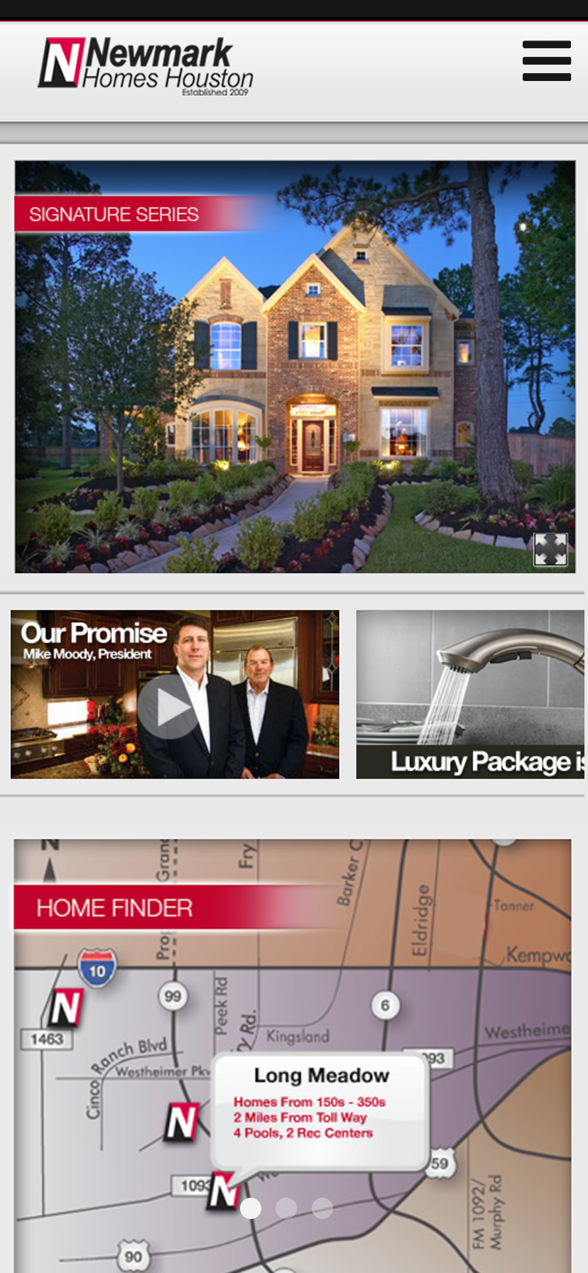 Newmark Homes, mobile site