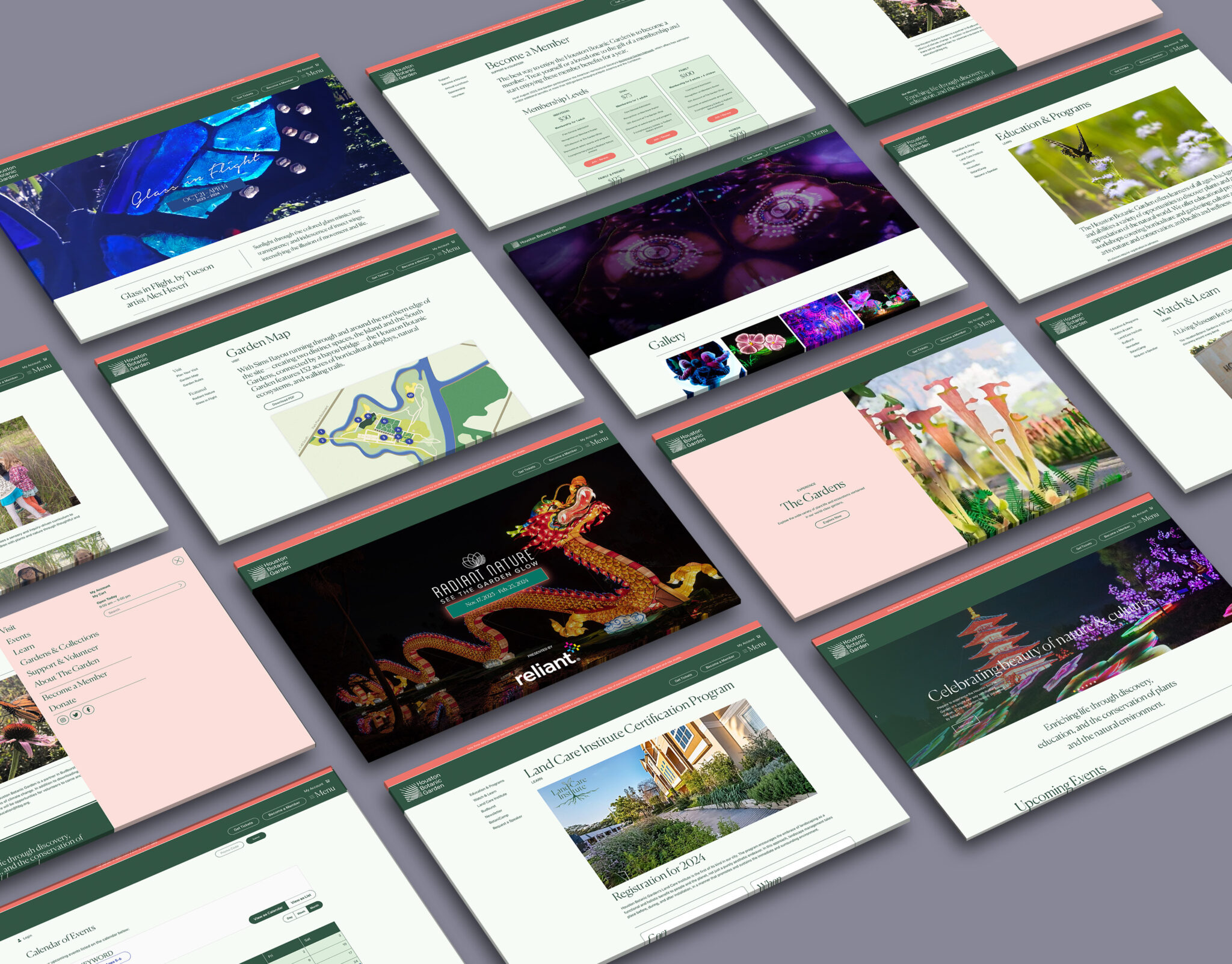 Houston Botanic Garden website screens