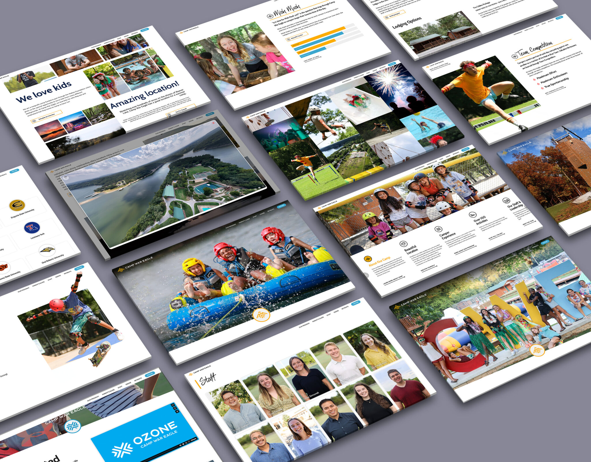 Camp War Eagle website screens