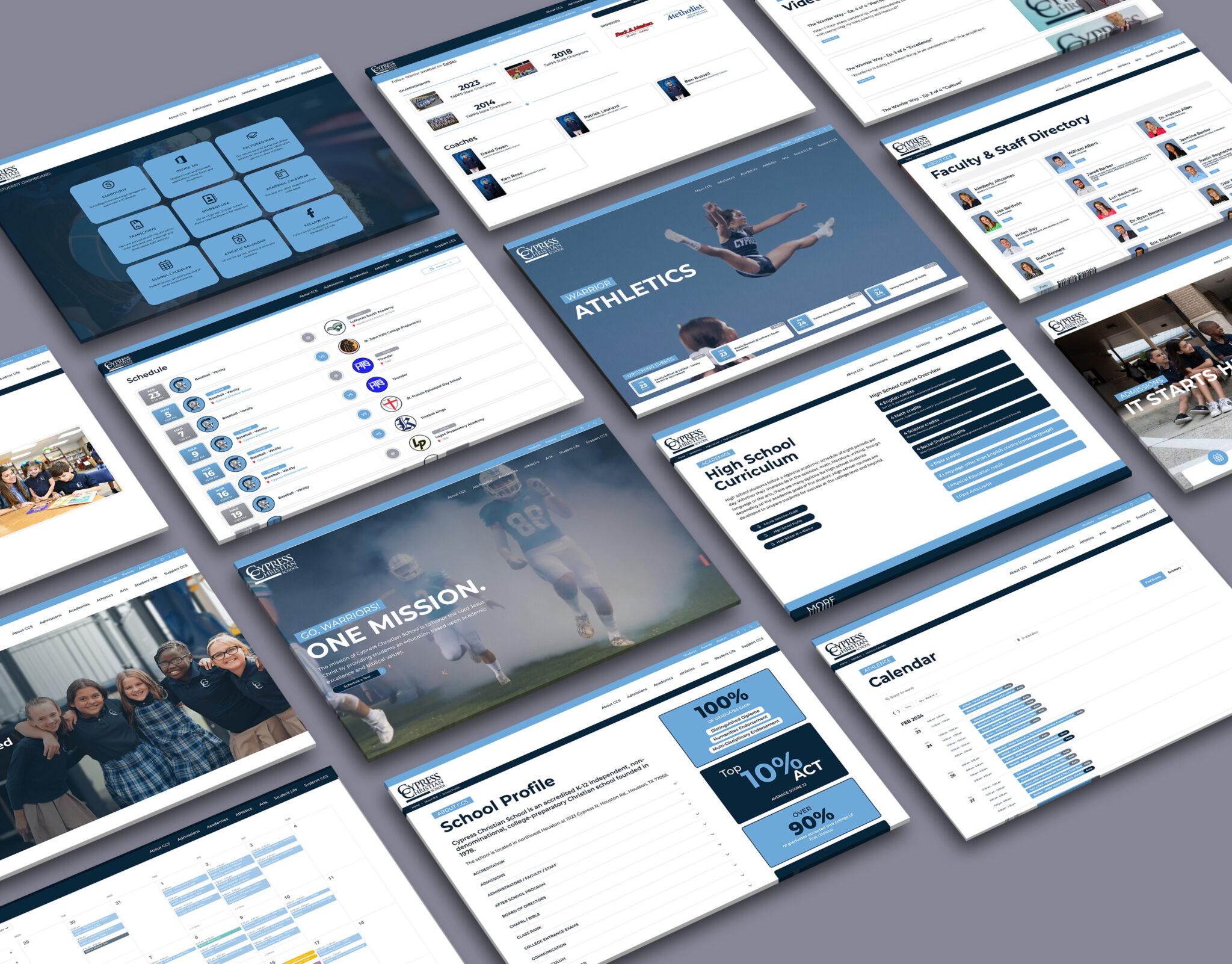 Cypress Christian website screens