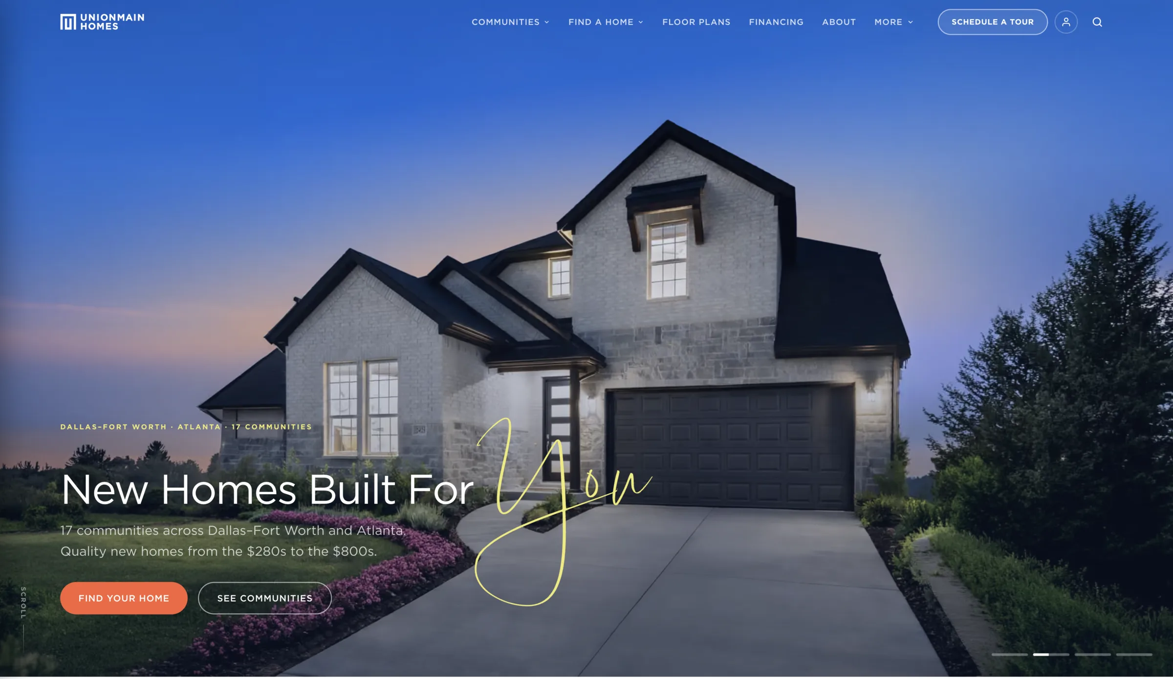 UnionMain Homes — desktop site