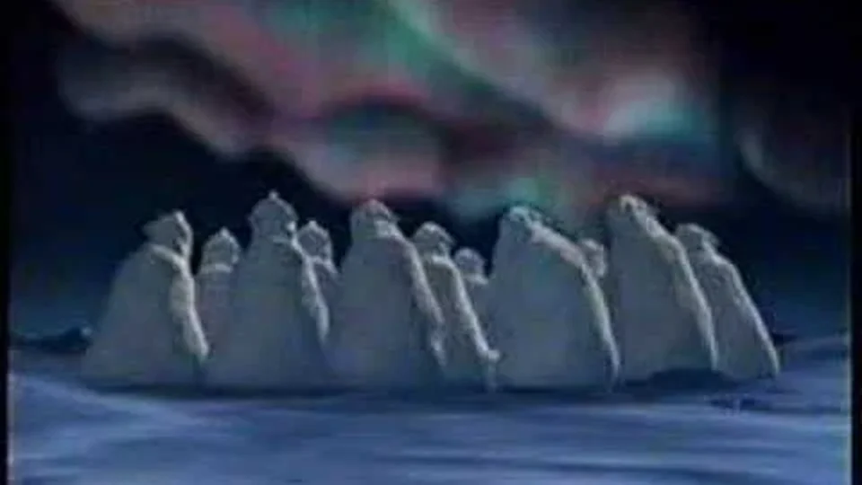 Frame from Coca-Cola's Northern Lights polar bears (1993)