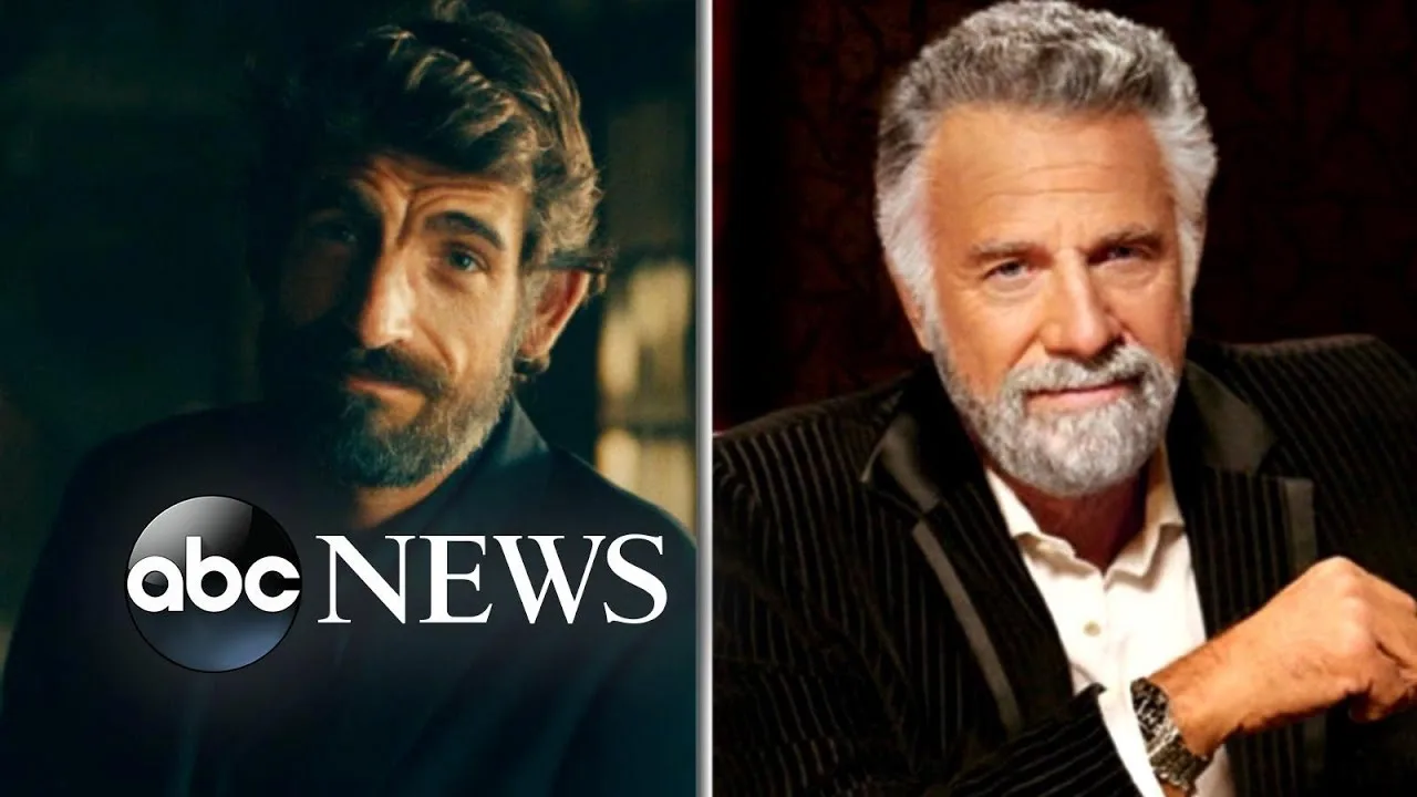 Split screen news graphic showing Augustin Legrand on the left and Jonathan Goldsmith on the right as the recast is announced